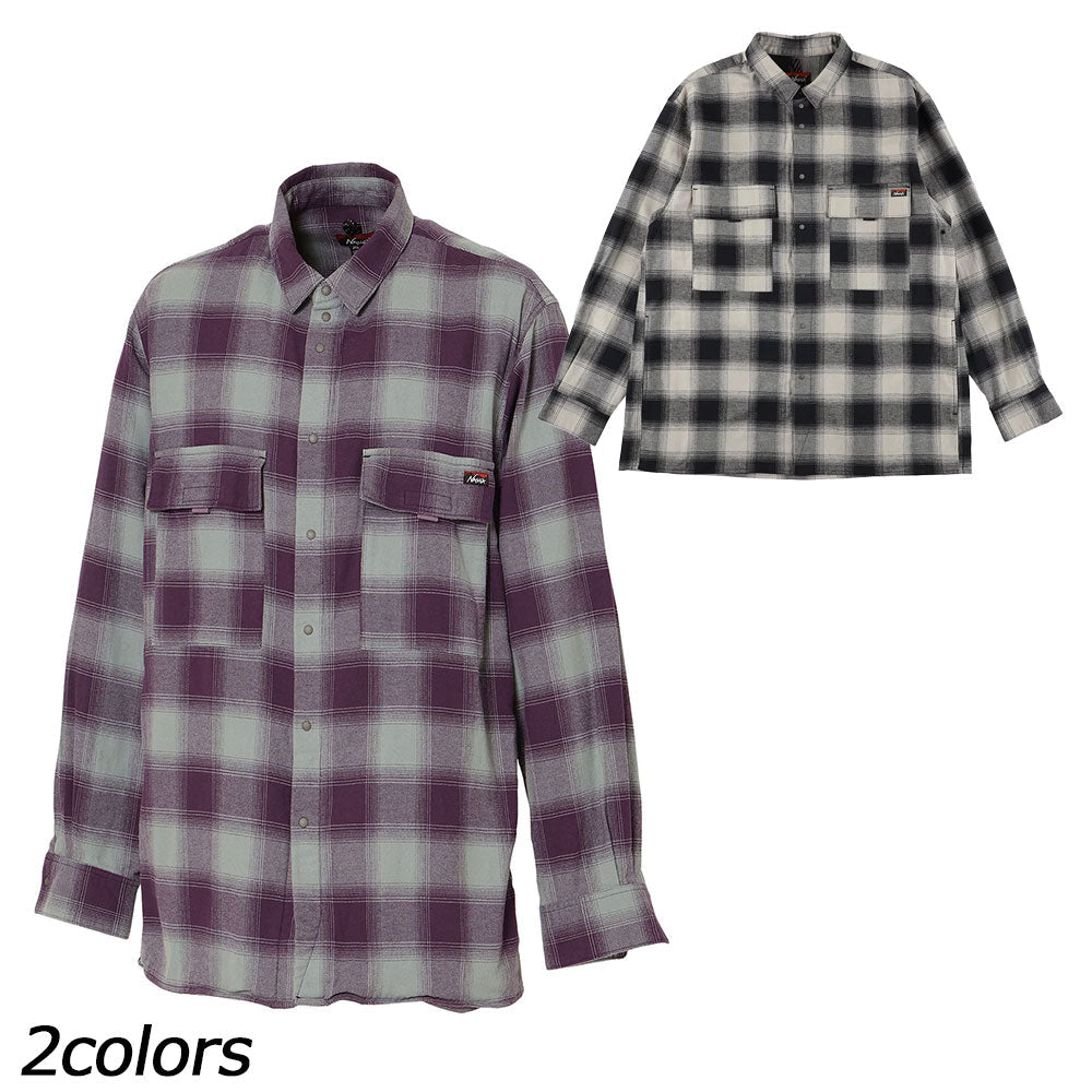 メンズ オンブレチェック シャツジャケット コート ジャケット ビッグシルエットオンブレチェックシャツジャケット