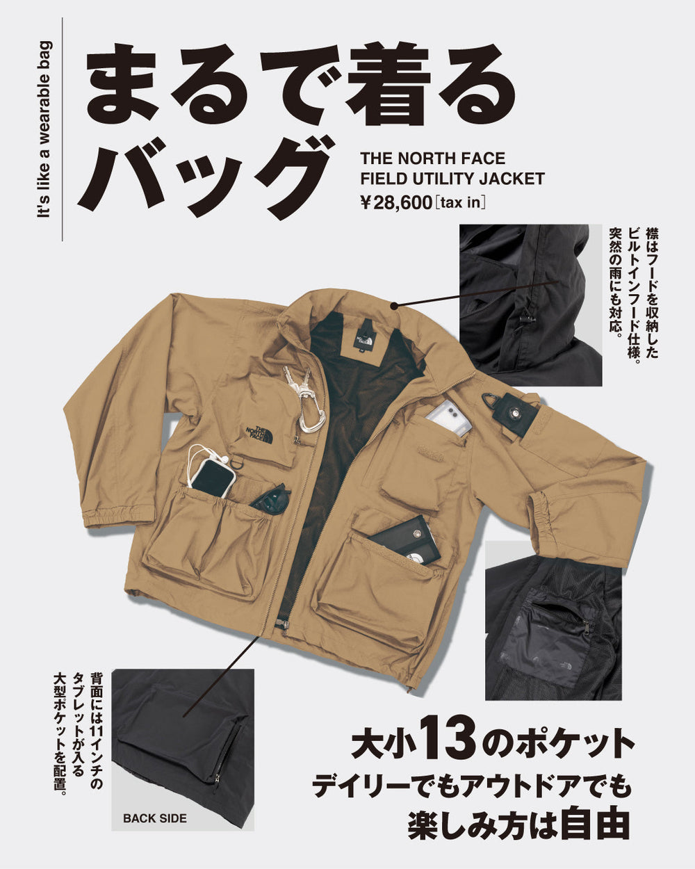 まるで「着るバッグ」ザ・ノースフェイス フィールドユーティリティ