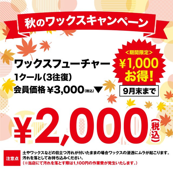 9月30日(土)まで｜秋のワックスキャンペーン開催中！