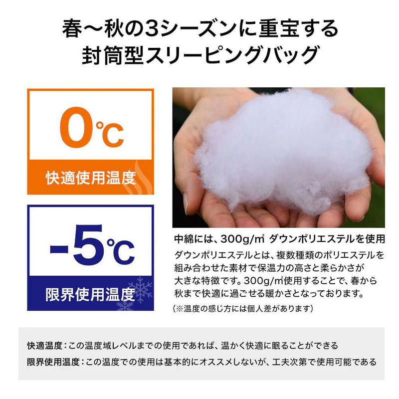 ワック 両開きタイプ寝袋 ファミリー用 寝具 シュラフ 封筒型 ファミリー(4人)用 3シーズン 快適使用温度0℃ 両開き ※ポイント付与対象外