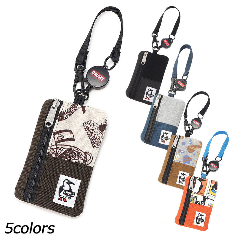 チャムス コミューターパスケーススウェットナイロン CH60-3619 ウォレット 財布 スウェット リール付 撥水 撥油 防汚