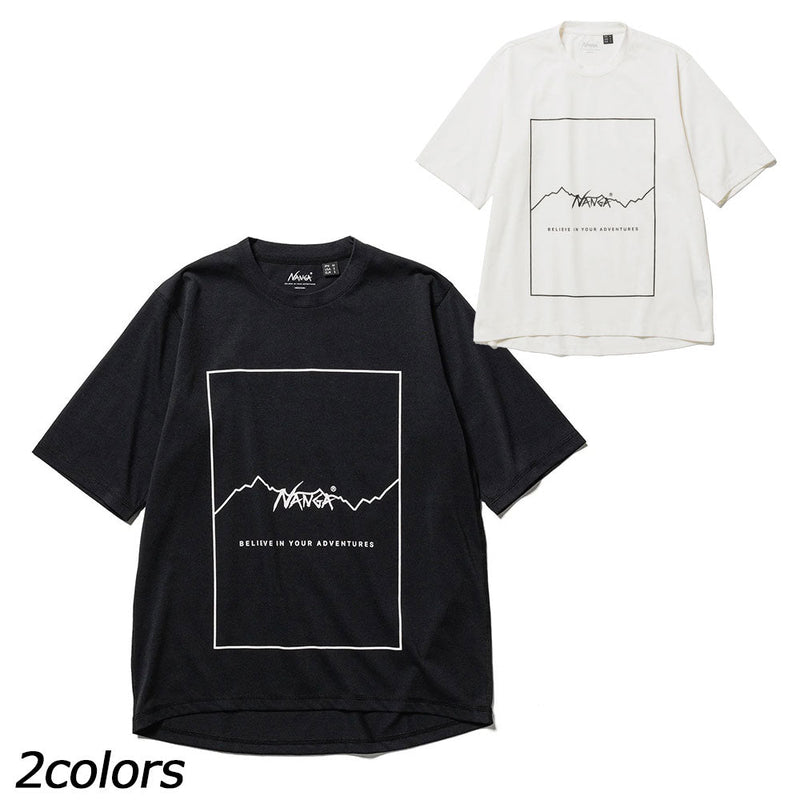 ナンガ ドライミックス フレームロゴティー Tシャツ 半袖 吸水 速乾 UVケア 抗ピリング メンズ