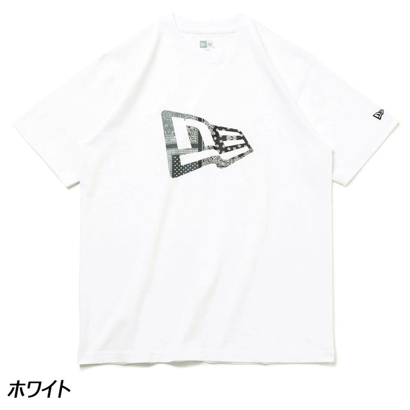 ニューエラ 半袖コットンTシャツ ペーズリーフラッグロゴ Tシャツ 半袖 ユニセックス 定番