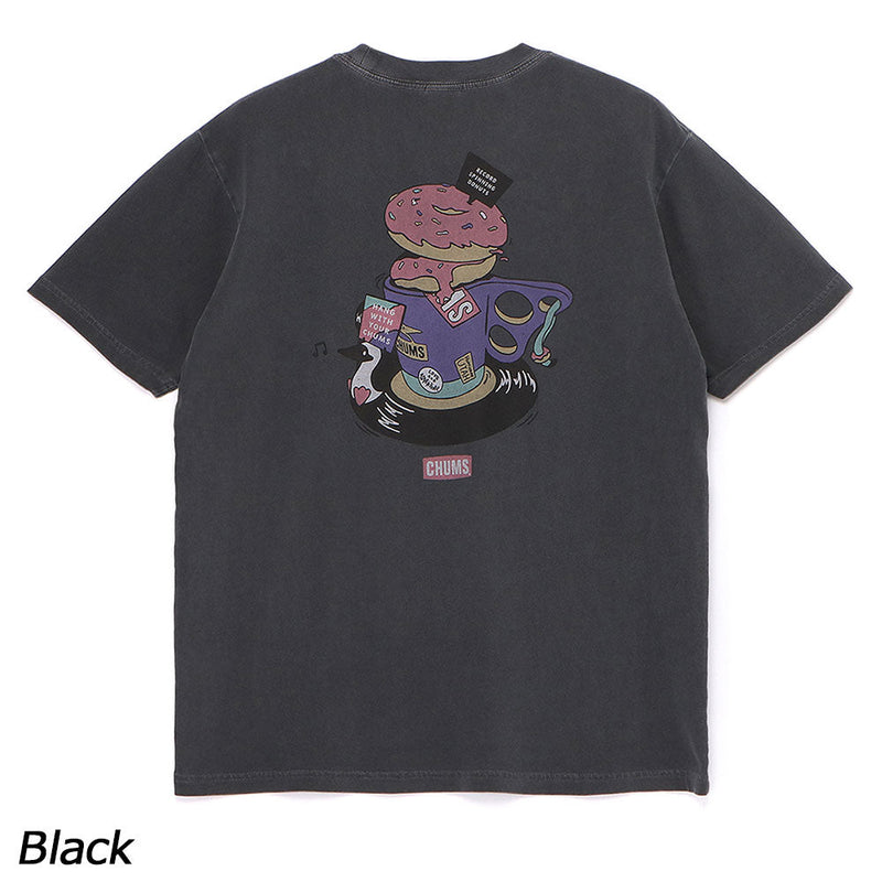 チャムス チャムスレコード＆ドーナツTシャツ CH01-2530 Tシャツ 半袖 ユニセックス 親子お揃い