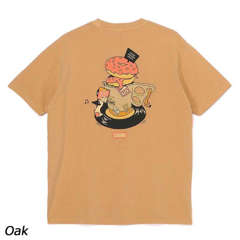 チャムス チャムスレコード＆ドーナツTシャツ CH01-2530 Tシャツ 半袖 ユニセックス 親子お揃い