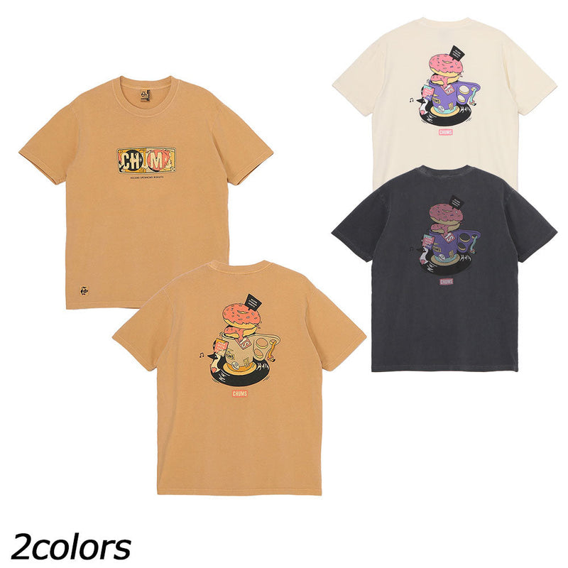 チャムス チャムスレコード＆ドーナツTシャツ CH01-2530 Tシャツ 半袖 ユニセックス 親子お揃い