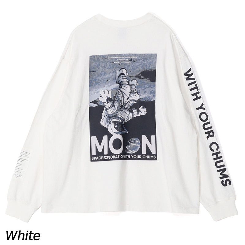チャムス スペースブービームーンブラッシュドロングスリーブTシャツ CH01-2634 Tシャツ 長袖 オーバーサイズ ユニセックス