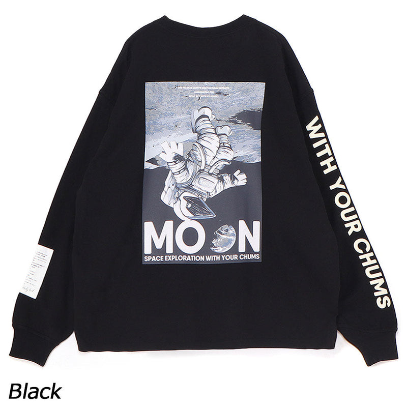 チャムス スペースブービームーンブラッシュドロングスリーブTシャツ CH01-2634 Tシャツ 長袖 オーバーサイズ ユニセックス