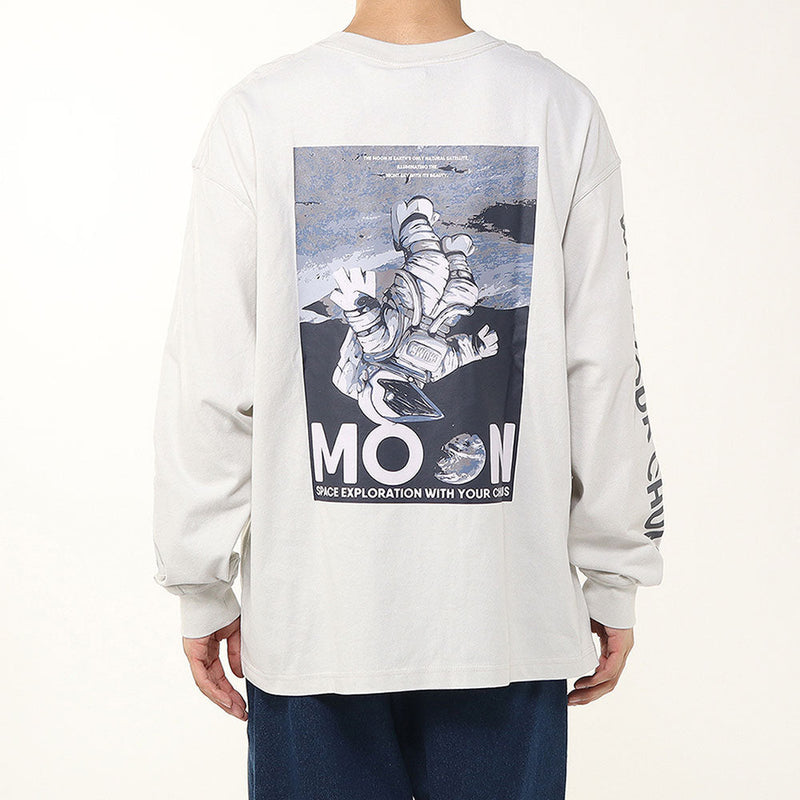チャムス スペースブービームーンブラッシュドロングスリーブTシャツ CH01-2634 Tシャツ 長袖 オーバーサイズ ユニセックス