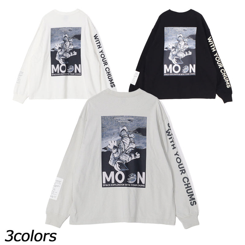 チャムス スペースブービームーンブラッシュドロングスリーブTシャツ CH01-2634 Tシャツ 長袖 オーバーサイズ ユニセックス