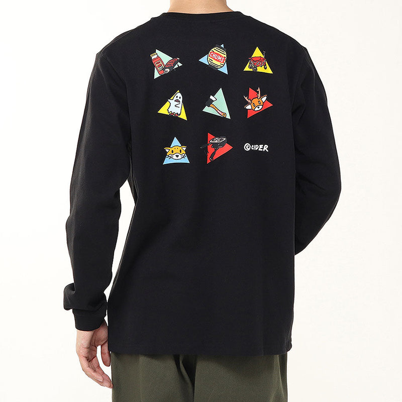 チャムス かせきさいだぁ アラカルト2ブラッシュドロングスリーブTシャツ CH01-2637 Tシャツ 長袖 ユニセックス 親子お揃い