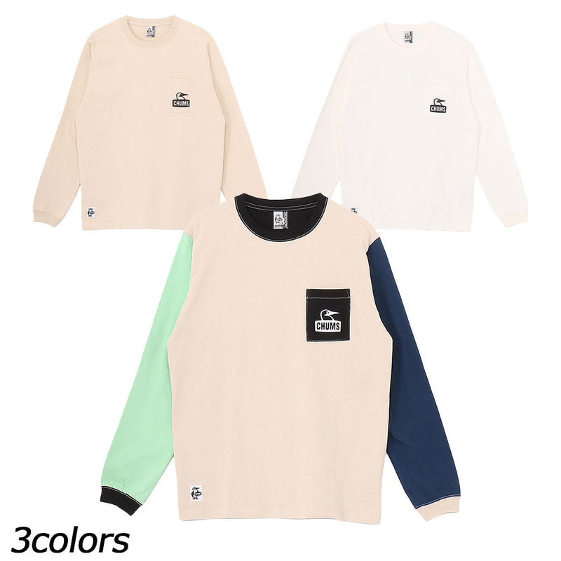 チャムス ブービーフェイスポケットブラッシュドロングスリーブTシャツ CH01-2670 Tシャツ 長袖 ポケット付 ユニセックス