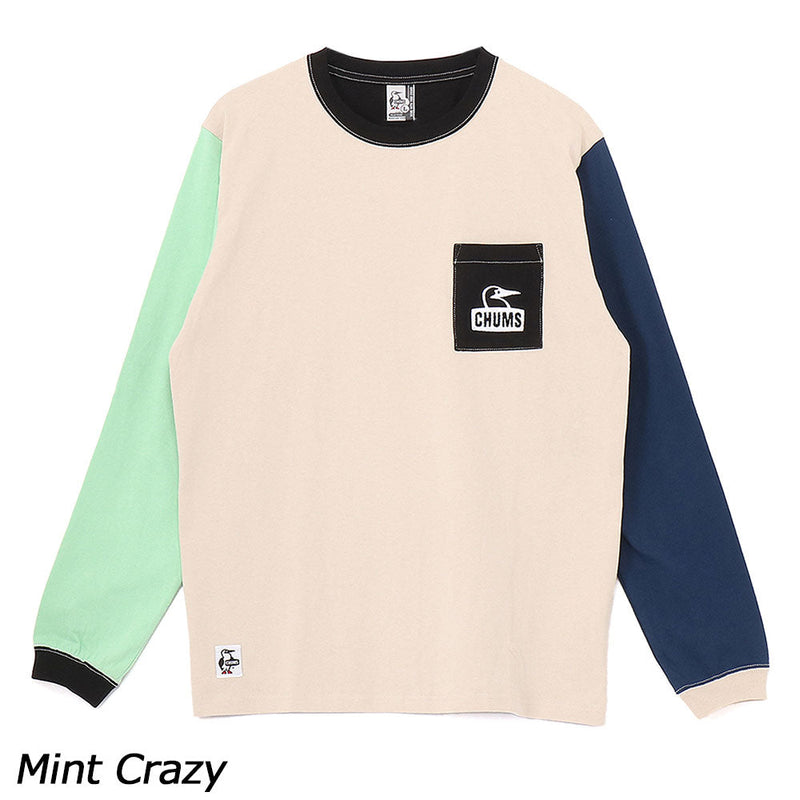 チャムス ブービーフェイスポケットブラッシュドロングスリーブTシャツ CH01-2670 Tシャツ 長袖 ポケット付 ユニセックス