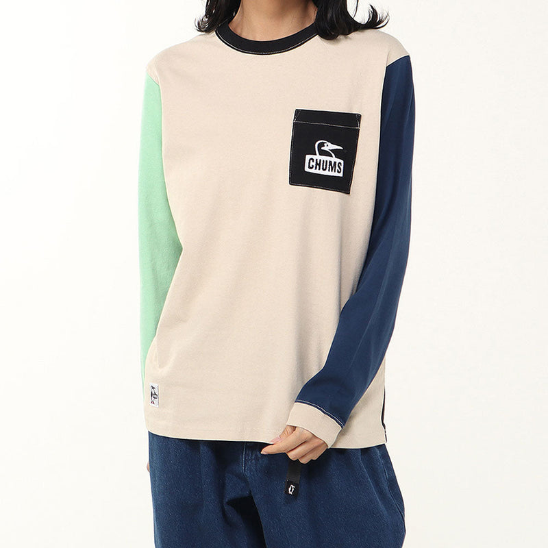 チャムス ブービーフェイスポケットブラッシュドロングスリーブTシャツ CH01-2670 Tシャツ 長袖 ポケット付 ユニセックス