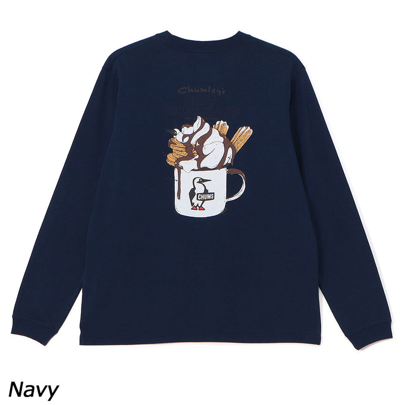 チャムス ホットチョコレートポケットブラッシュドロングスリーブTシャツ CH01-2659 Tシャツ 長袖 ポケット付 ユニセックス 親子お揃い