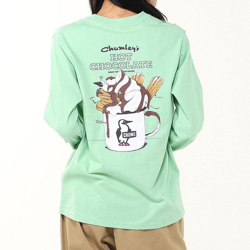 チャムス ホットチョコレートポケットブラッシュドロングスリーブTシャツ CH01-2659 Tシャツ 長袖 ポケット付 ユニセックス 親子お揃い