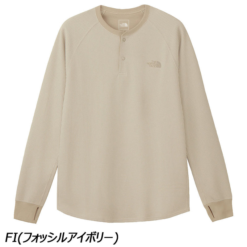 ノースフェイス フリーランワッフルクルー NT62394 Tシャツ 長袖 ヘンリーネック サムホール ワッフル生地 UVプロテクト 抗菌 防臭 メンズ