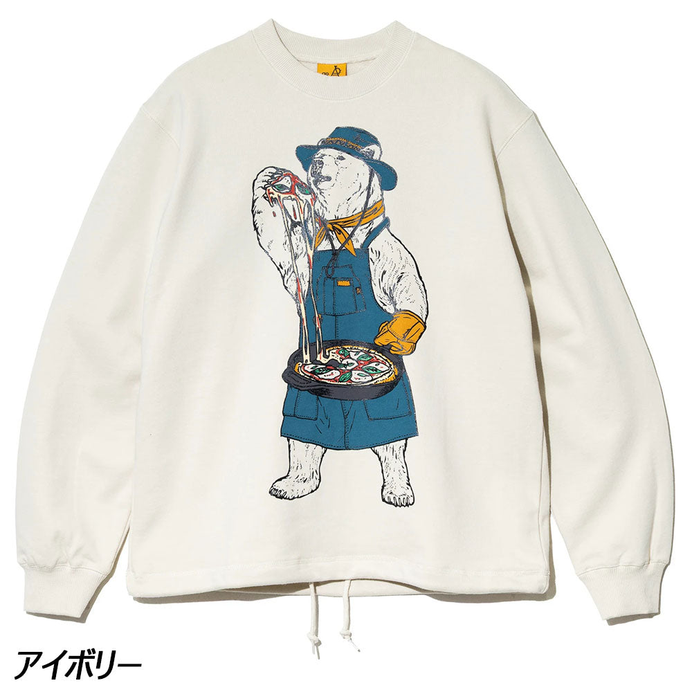 『入手困難』　オフホワイト　ネルシャツ　スウェット　切替　バックアロー　希少　S ゴースローキャラバン 空紡糸裏毛 スキレットピザクマ ヘムスピンドル