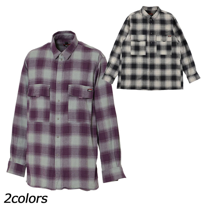 ナンガ オンブレチェック ダブルポケット ボックスシャツ シャツ ネルシャツ ユニセックス