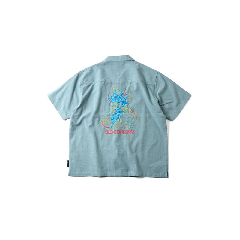 ジムマスター GOOD LIFE 刺繡シャツ G521718 シャツ 半袖 開襟 ユニセックス