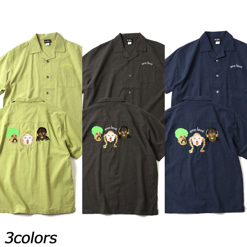 ジムマスター ONE LOVE 刺繡シャツ G521719 シャツ 半袖 開襟 ユニセックス