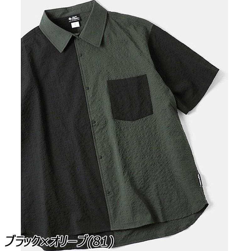  半袖シャツ M ブラック/グリーン 日本未入荷 JNO767 ジムマスター ULシアサッカースナップボタン半袖シャツ | APORITO
