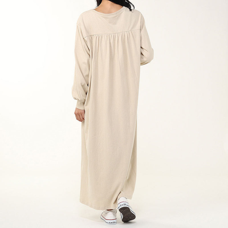 チャムス バックギャザーブラッシュドロングスリーブTドレス CH18-1361 Tシャツ 長袖 レディース ワンピース スカート レディース