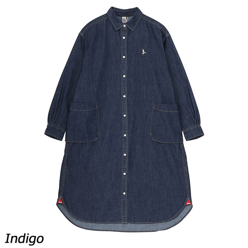 チャムス デニムシャツワンピース CH18-1362 シャツ 長袖 ワンピース スカート レディース