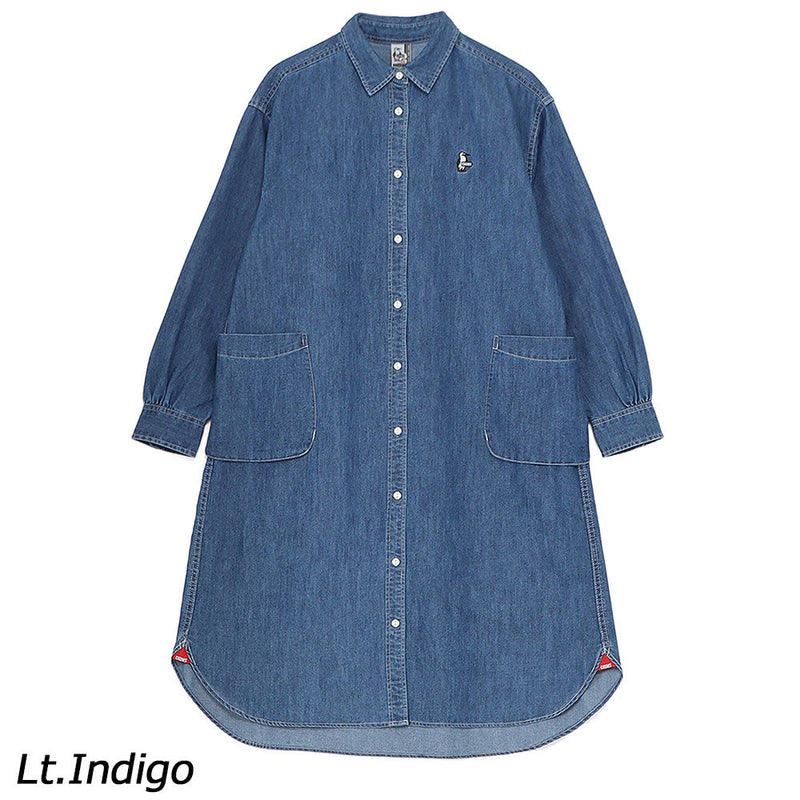 チャムス デニムシャツワンピース CH18-1362 シャツ 長袖 ワンピース スカート レディース