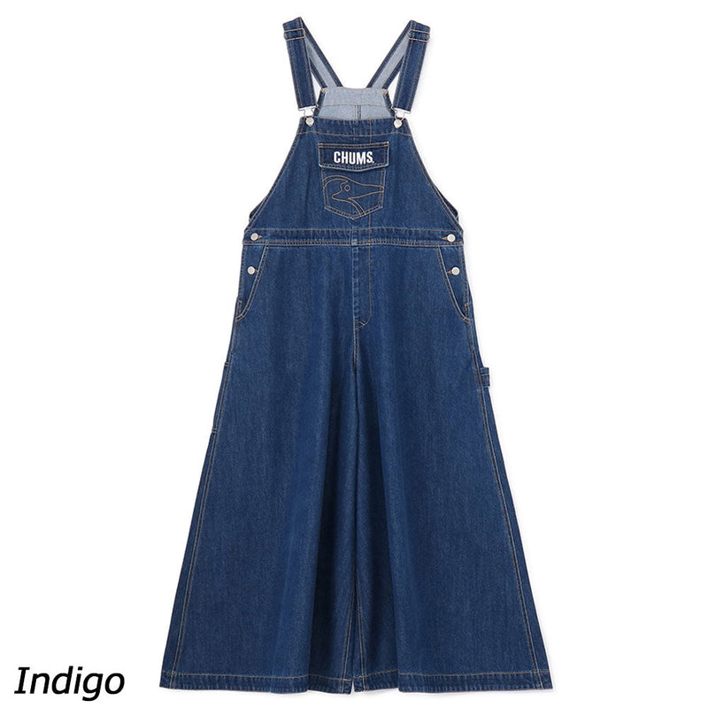 チャムス ウォームデニムオーバーオールフレアパンツ CH18-1366 オーバーオール ロングパンツ 長ズボン デニム 発熱素材 レディース