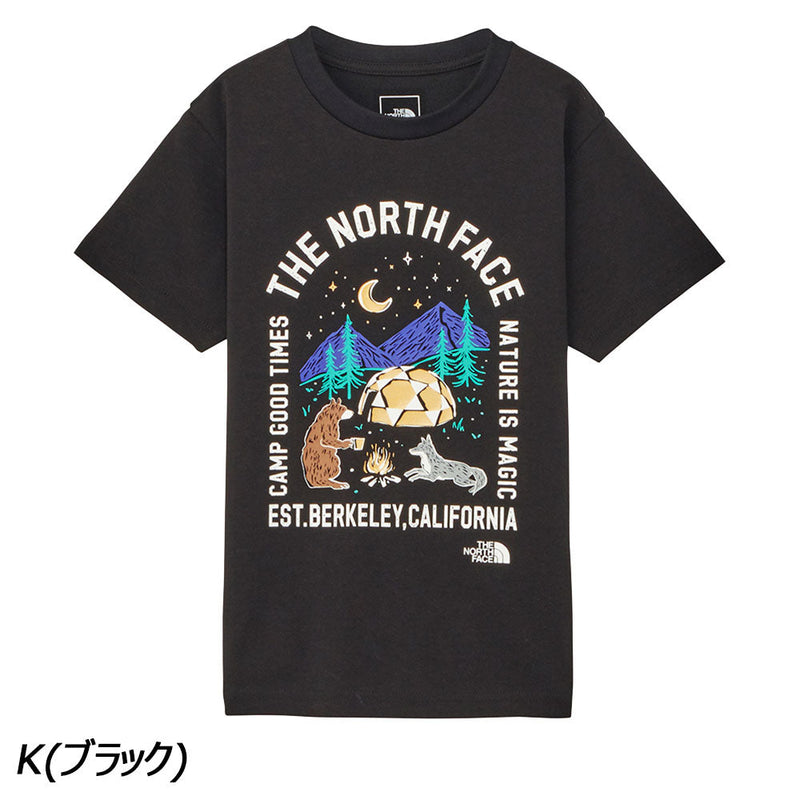 ノースフェイス ショートスリーブルミナスキャンプグラフィックティー Tシャツ 半袖 蓄光プリント UVケア キッズ