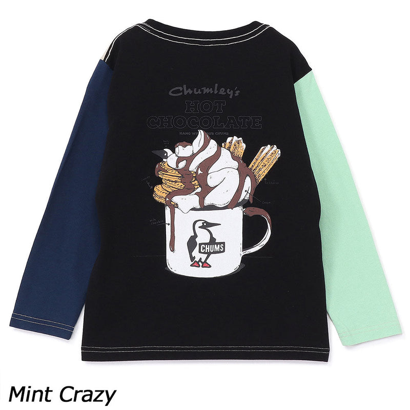 チャムス キッズホットチョコレートポケットブラッシュドロングスリーブTシャツ CH21-1413 Tシャツ 長袖 ポケット付 キッズ ジュニア 親子お揃い