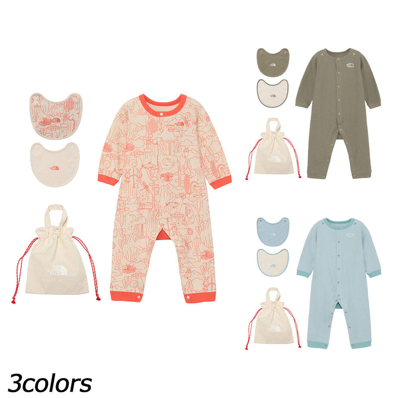 ノースフェイス ベビーロングスリーブロンパース＆2Pビブ NTB82402 ロンパース 長袖 ビブ セット ベビー トドラー キッズ ギフト 贈り物