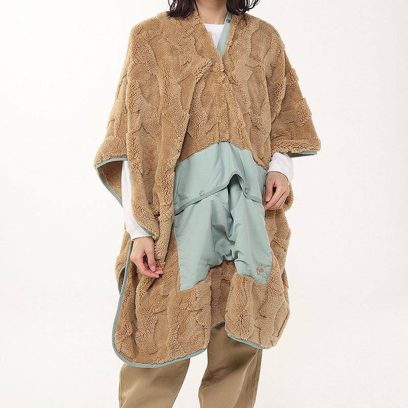 チャムス ブービーエルモパッカブルブランケットポンチョ CH09-1363 ポンチョ ブランケット 着る毛布 フリース