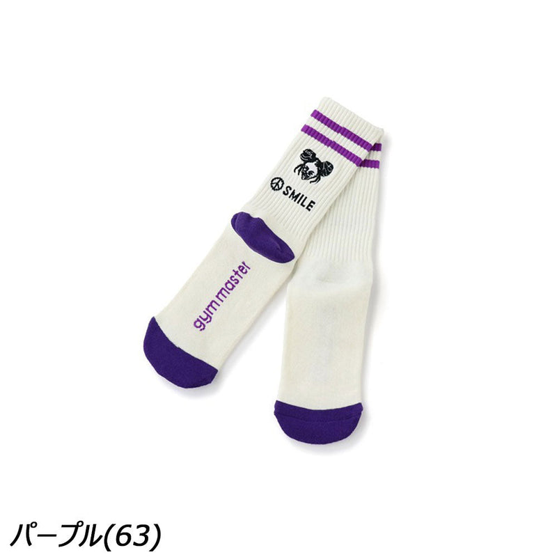 ジムマスター SMILE刺繍 ラインソックス G966630 ソックス 靴下 ふくらはぎ丈 抗菌 消臭