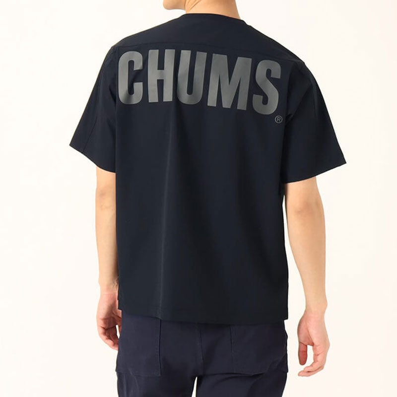 チャムス エアトレイルストレッチチャムスTシャツ Black メンズ Tシャツ 半袖 ストレッチ 撥水 ※クーポン対象外