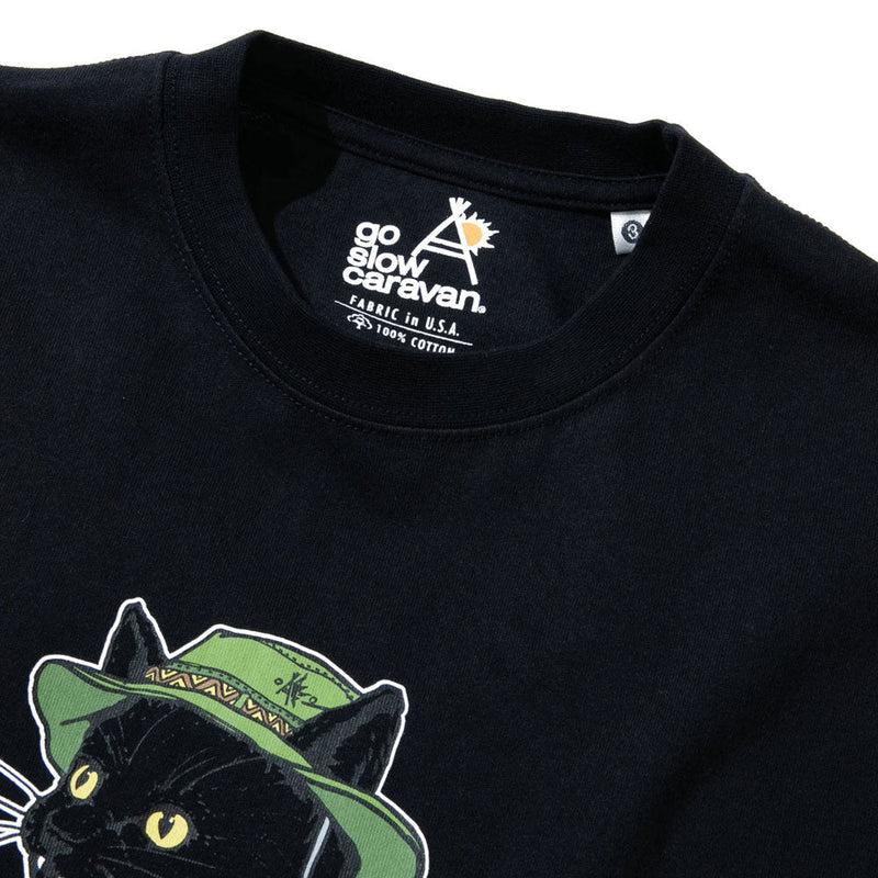 ゴースローキャラバン USA/C オーバーオールキャンパー猫TEE Tシャツ ユニセックス 半袖