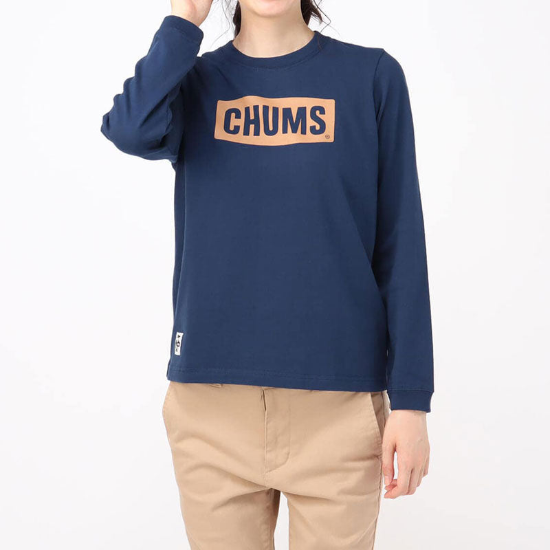 チャムス チャムスロゴロングスリーブTシャツ CH01-1894 Navy×Brown CHUMS レディースアパレル Tシャツ ※クーポン対象外