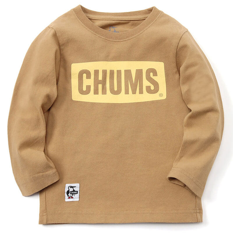 チャムス キッズチャムスロゴロングスリーブTシャツ CH21-1206 Beige×Cream CHUMS キッズアパレル Tシャツ