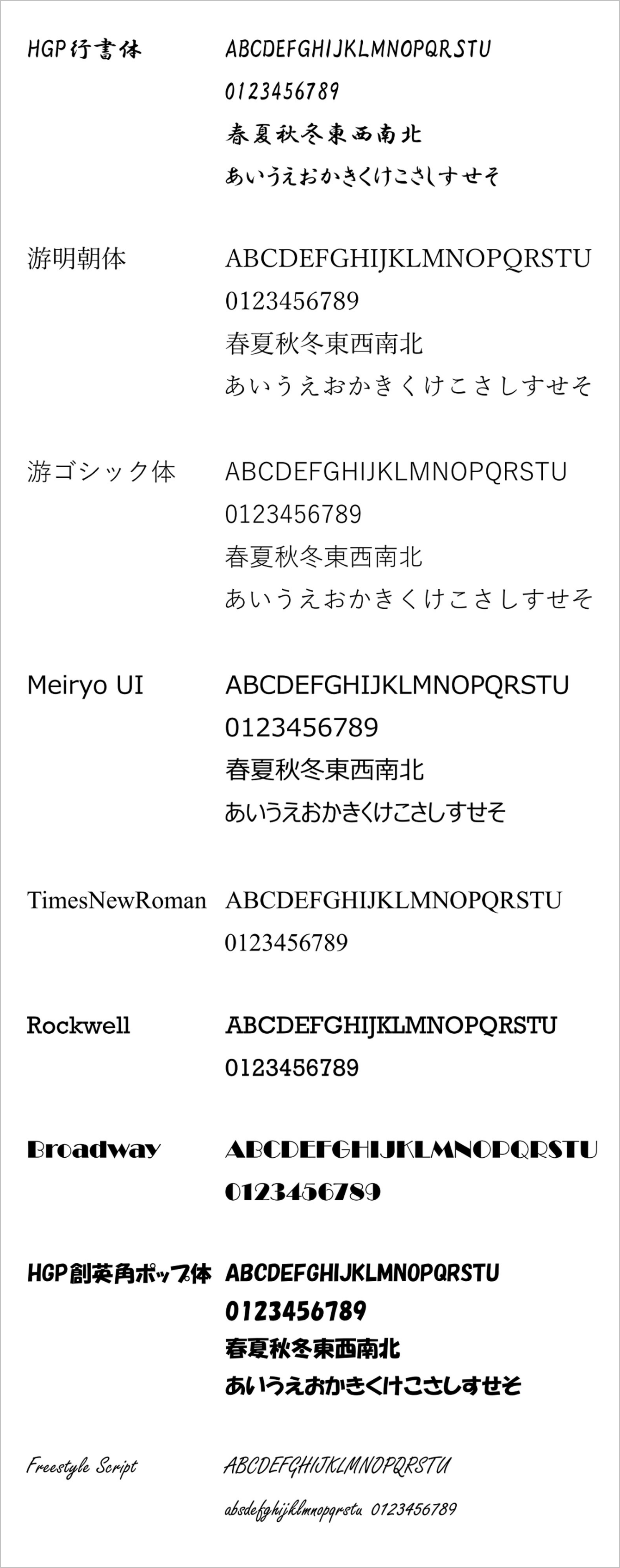 フォント見本